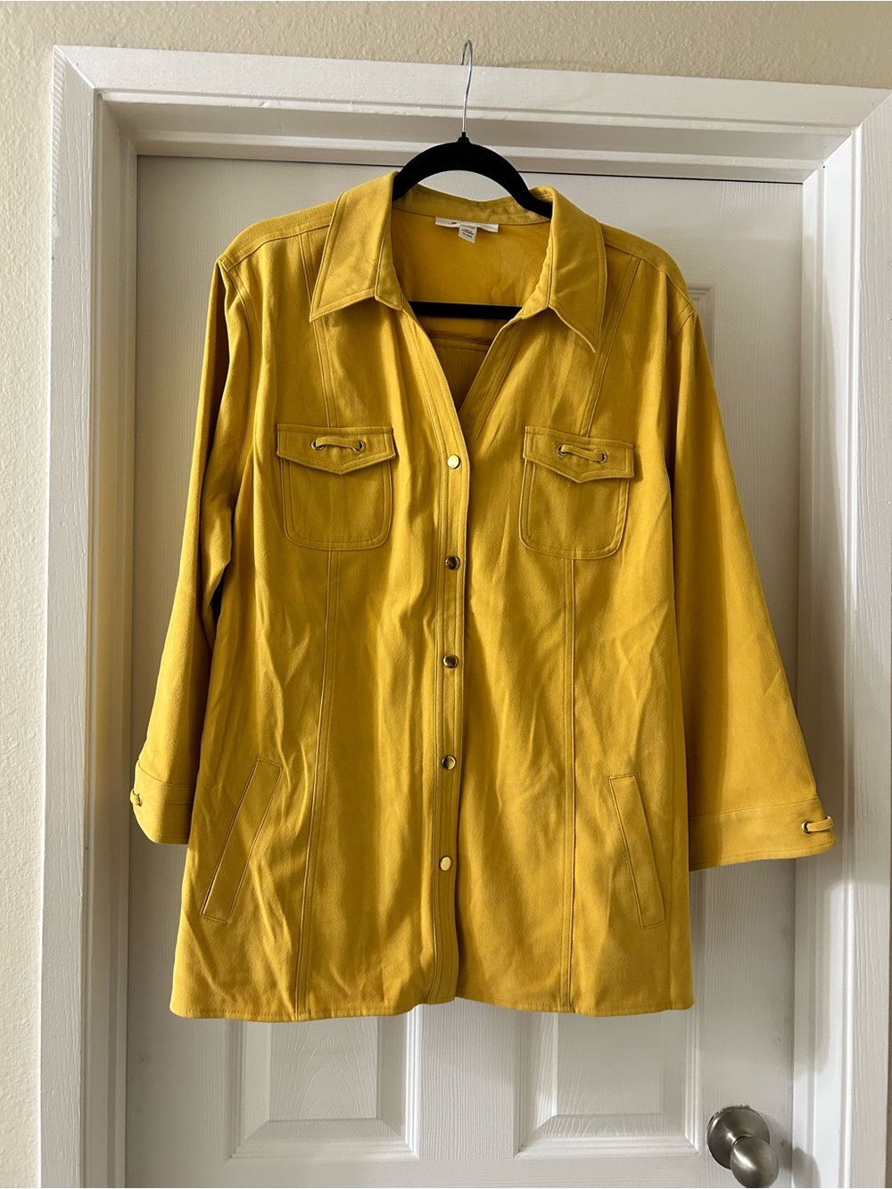 JM Collection Mustard Yellow Utility Jacket with Snap Front